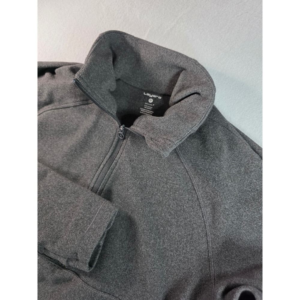 Layer 8 Mens Qwick-Dry Quarter Zip Pullover Gray Heather Fleece Size M